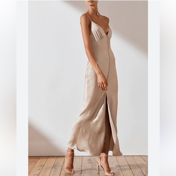 Shona Joy LA LUNE BIAS SLIP DRESS - GOLD - Picture 3 of 7
